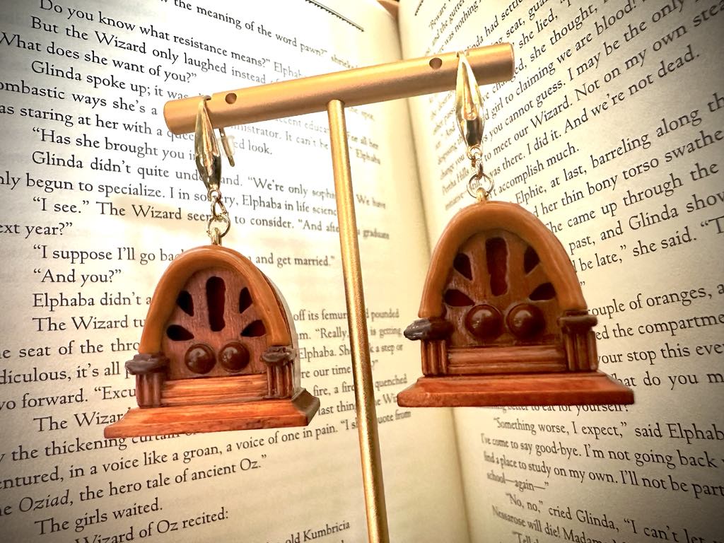 Wooden Dollhouse Vintage Radio Earrings