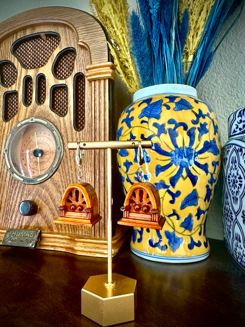 Wooden Dollhouse Vintage Radio Earrings